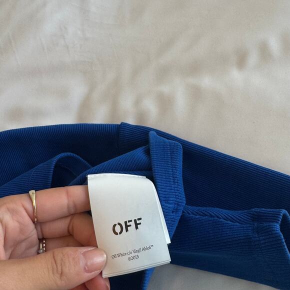Off-White Off Stamp Blue Ribbed Crop T-Shirt Size S - Picture 4 of 9